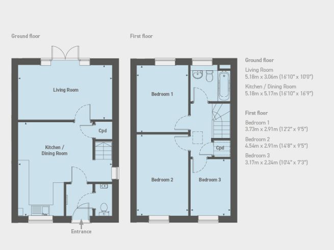Floor plan, 3 bedroom house  - artist's impression subject to change